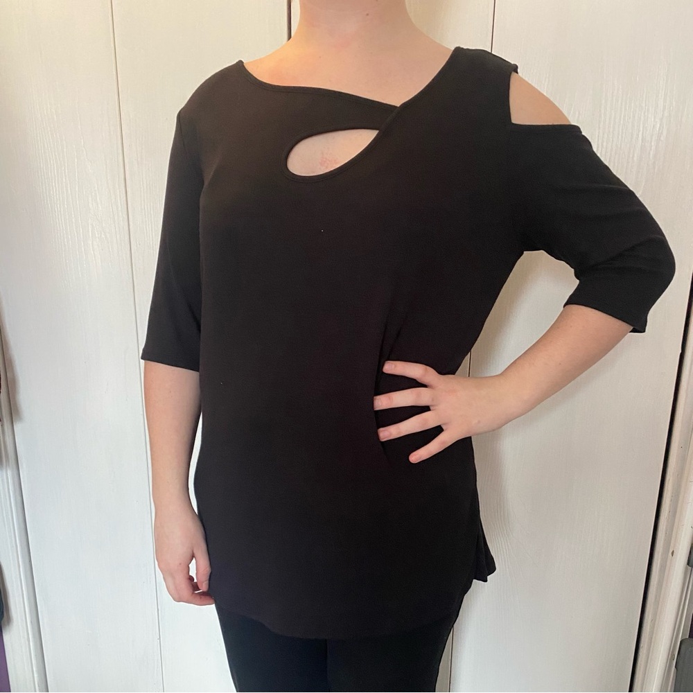 Elegant Black Cut-Out Women's Top